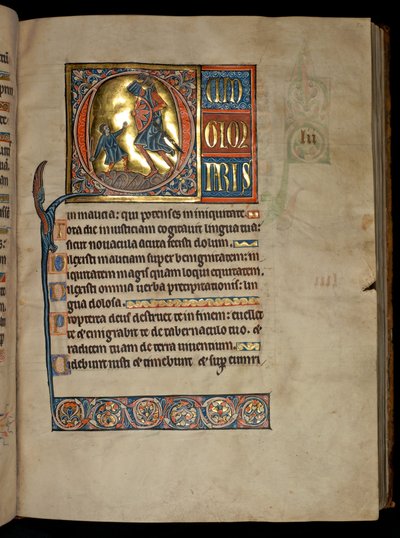 Ms 322 f.54r, Psalm 51, initial Q, David and Goliath, illustration from the 